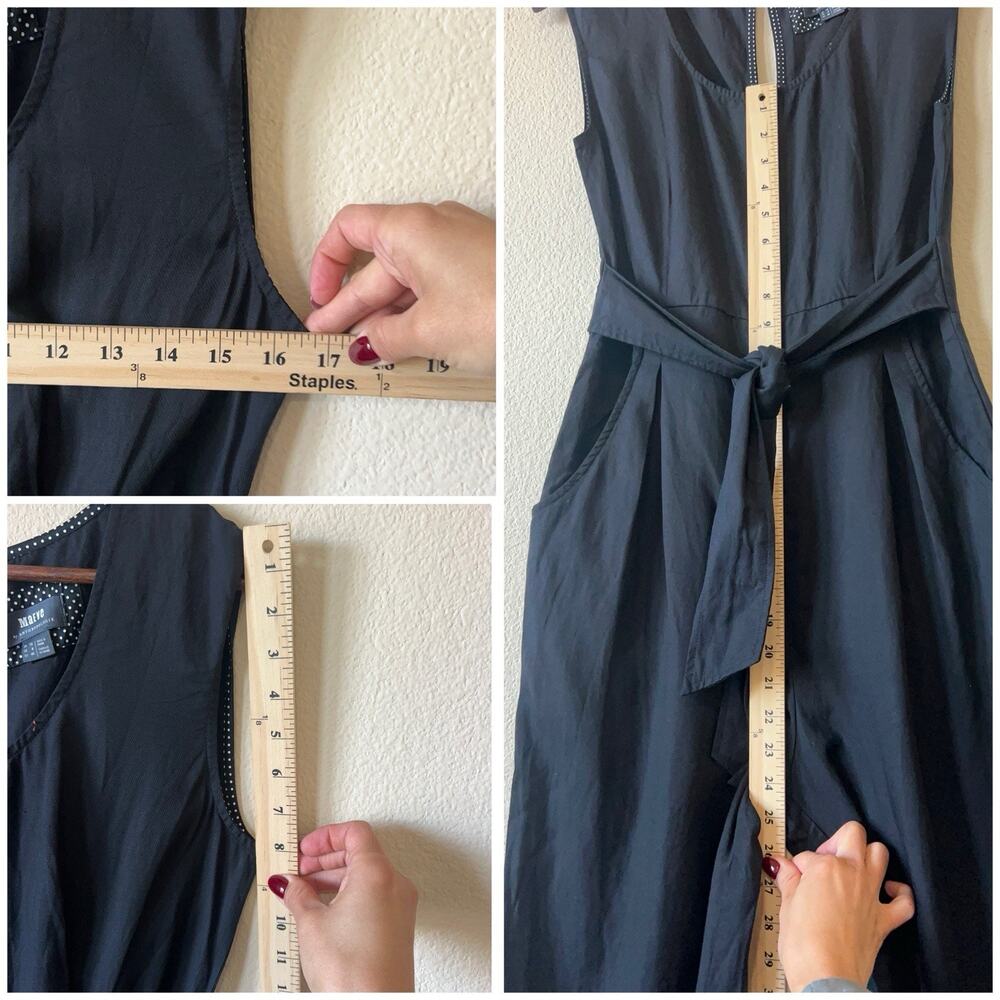 Anthropologie Maeve 8 Black Linen Blend Jumpsuit Tie Waist Pockets Sleeveless - Picture 5 of 9